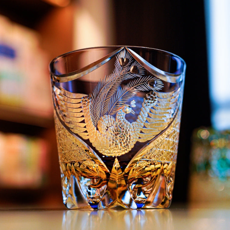 Edo Kiriko Handcrafted Dancing Phoenix Whisky Glass – A Soaring Symphony in Crystal