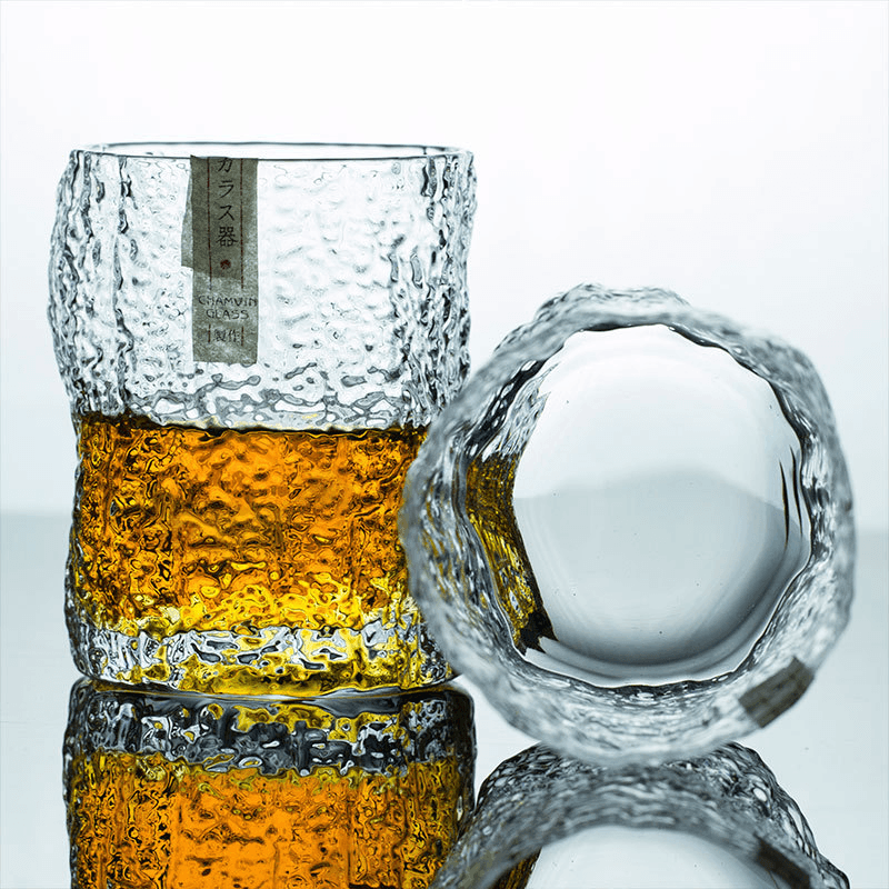 Handcrafted Edo Kiriko Whisky Glass with Crumple Pattern - Authentic Japanese Artistry