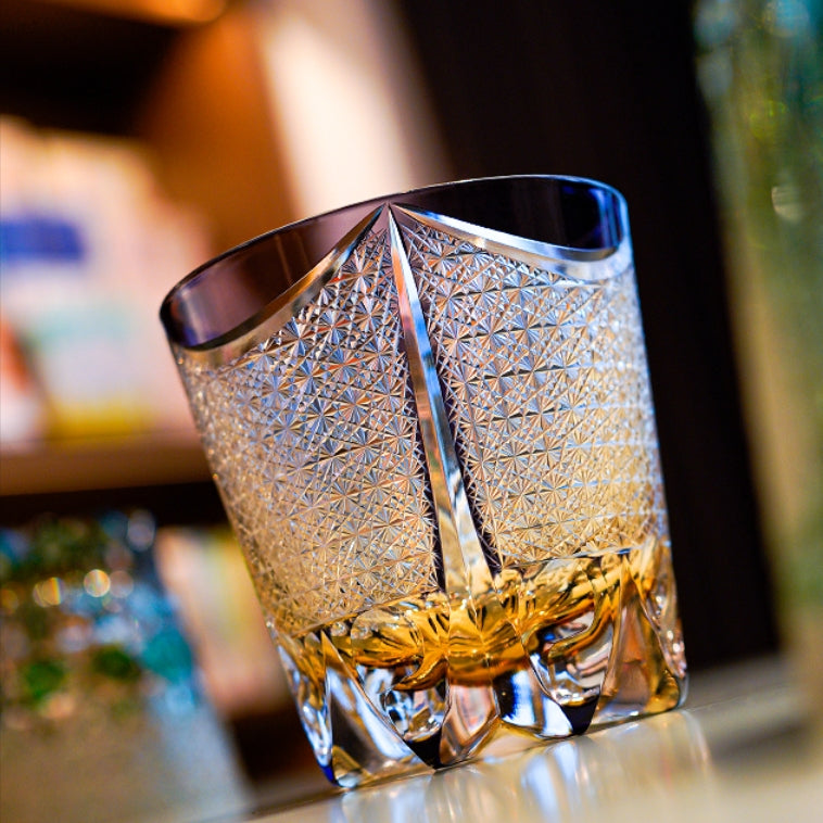 Edo Kiriko Handcrafted Dancing Phoenix Whisky Glass – A Soaring Symphony in Crystal