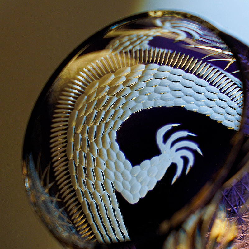 Edo Kiriko Handcrafted Majestic Dragon Whisky Glass – A Mythical Echo in Crystal