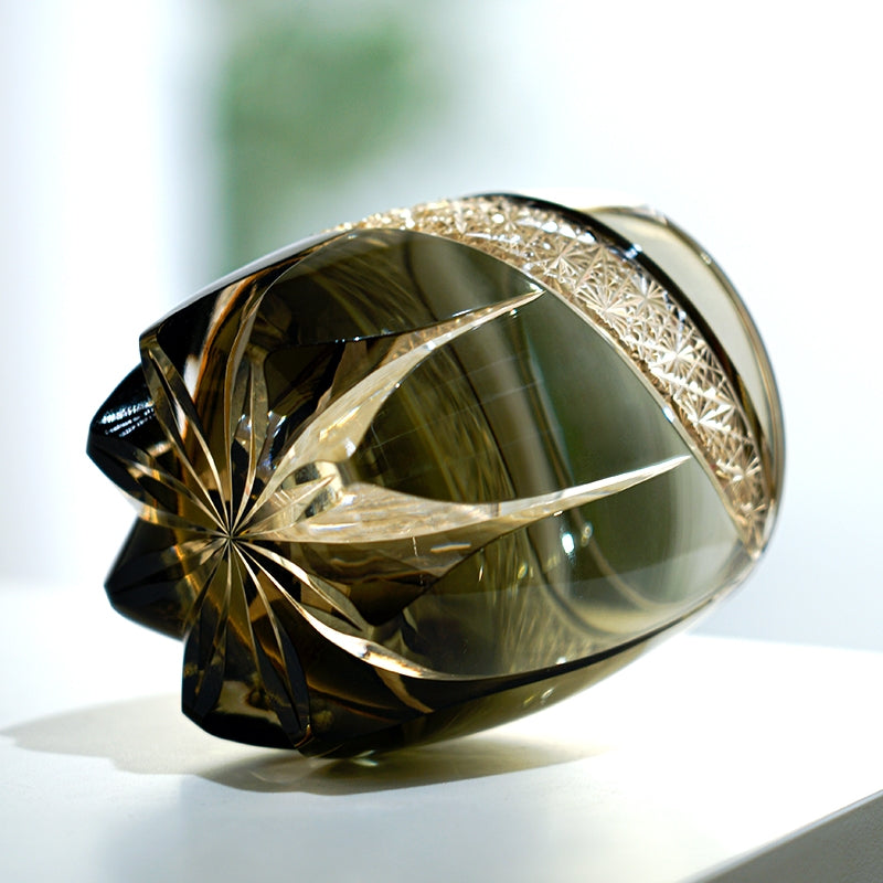Edo Kiriko Handcrafted Obsidian Lightning Whisky Glass – A Strike of Power in Crystal