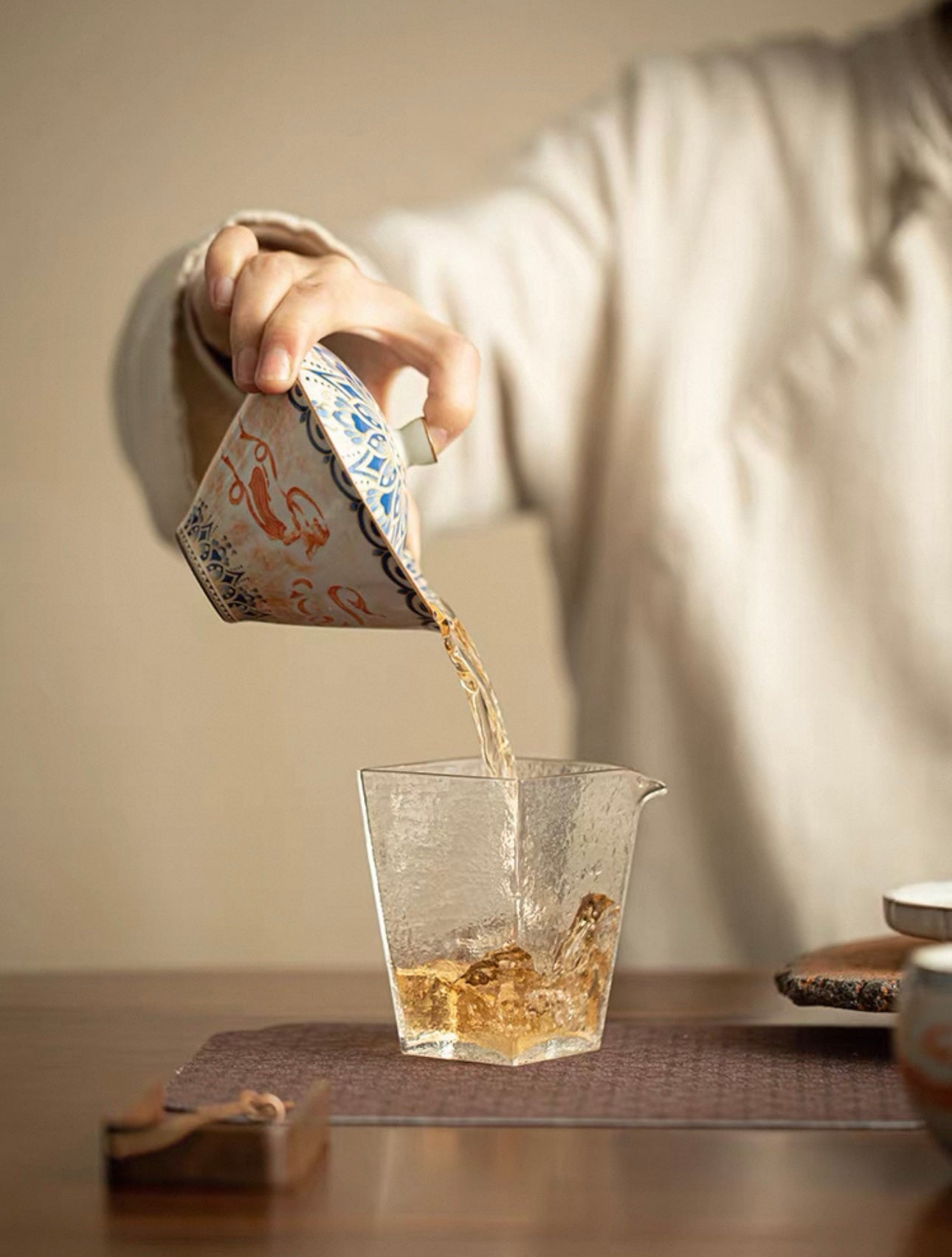 Imitation Song Ru Ware & Dunhuang Flying Apsara Douli Sancai Gaiwan