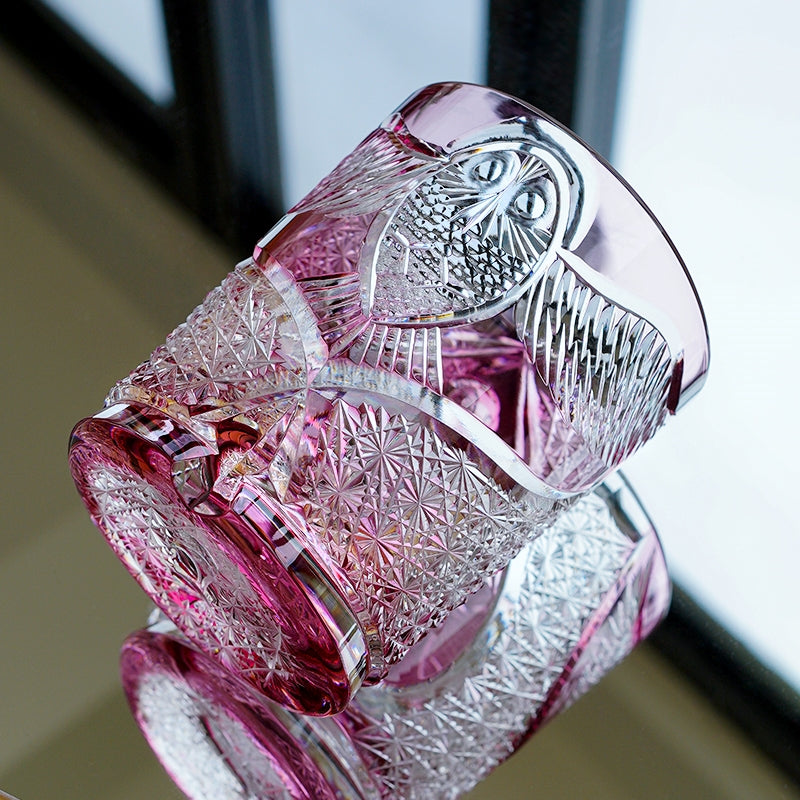 Edo Kiriko Handcrafted "Ruby Nocturne" Whisky Glass – A Deep Fire in the Night Crystal
