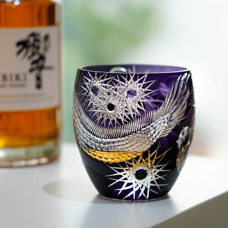 Edo Kiriko Handcrafted Majestic Dragon Whisky Glass – A Mythical Echo in Crystal