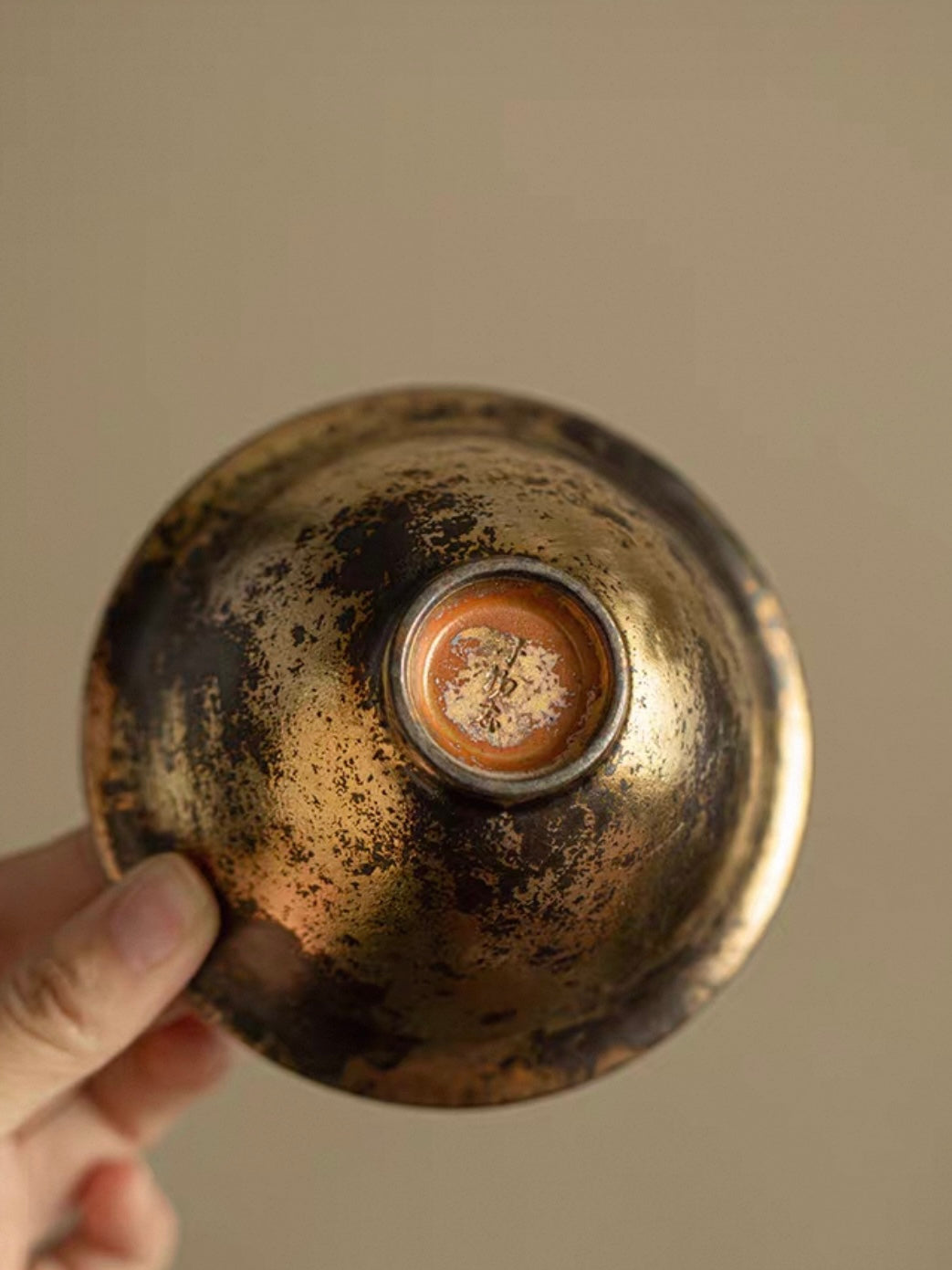 Shino-Style Gilded "Green Grain" Two-Piece Gaiwan