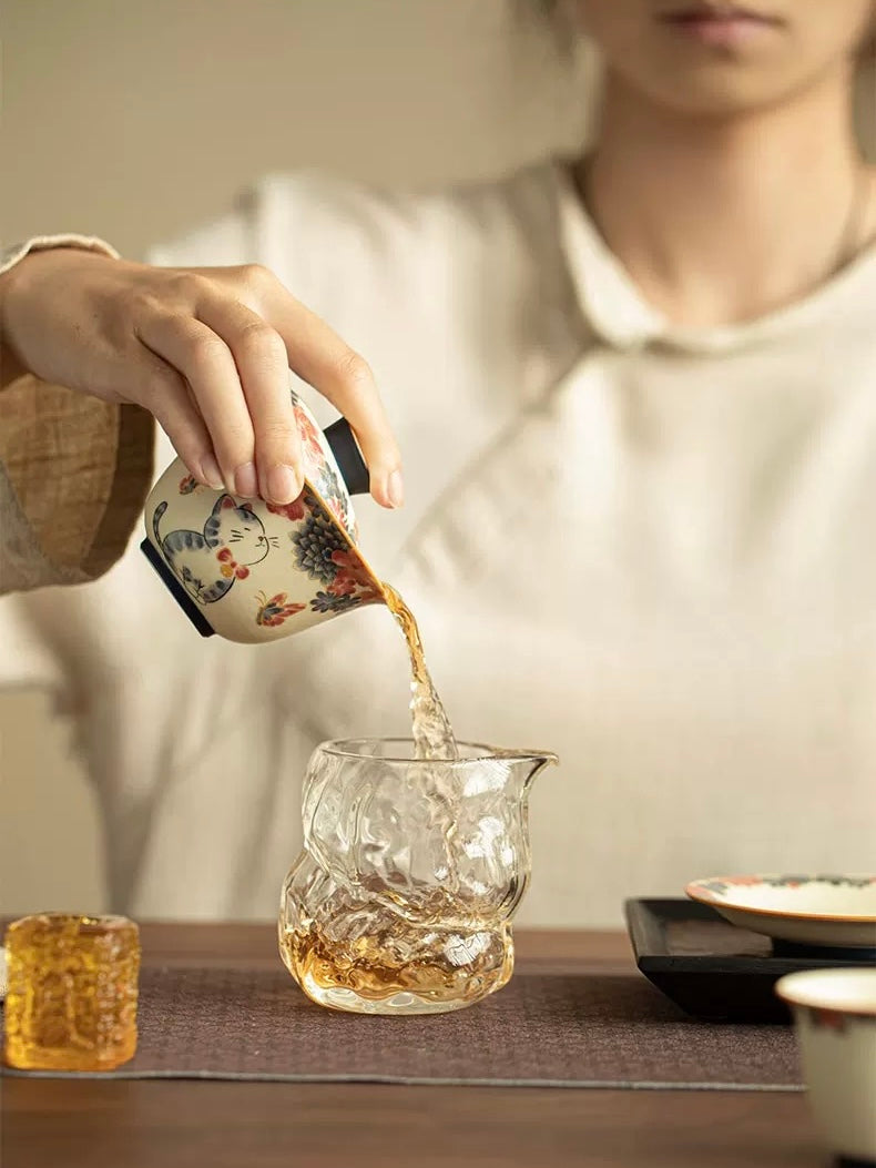 Hand-Painted "Cats in the Garden" Sancai Gaiwan