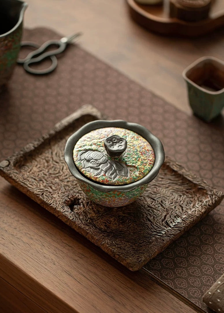 Oriental Artisan Zen Lotus Aged Clay Gaiwan - Thumbnail 4