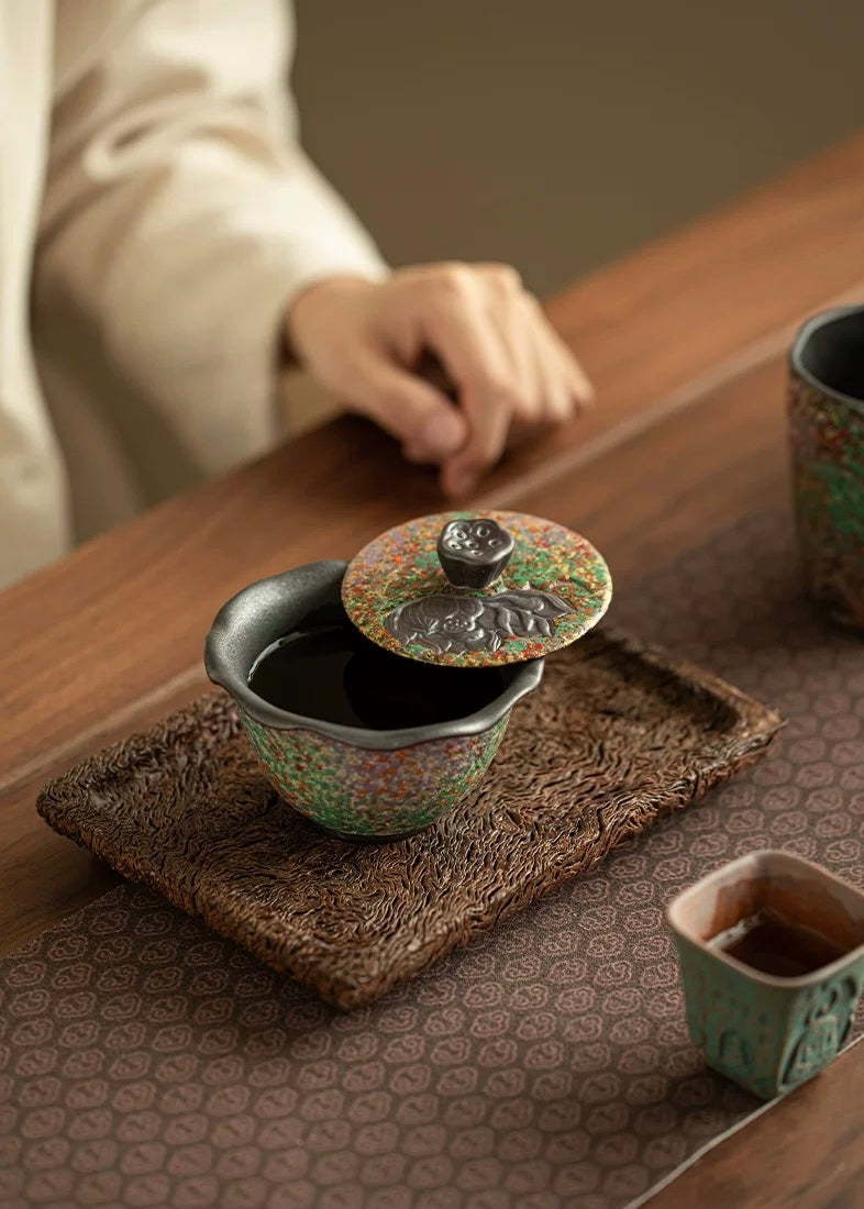 Zen Lotus Aged Clay "Two-Piece" Gaiwan (Anti-Scald)