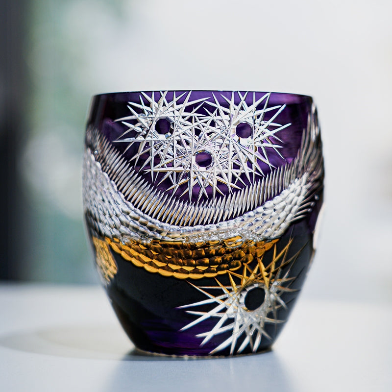 Edo Kiriko Handcrafted Majestic Dragon Whisky Glass – A Mythical Echo in Crystal