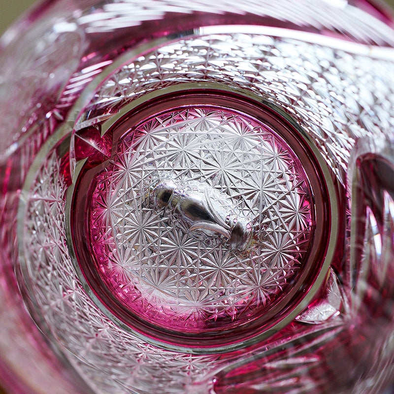 Edo Kiriko Handcrafted "Ruby Nocturne" Whisky Glass – A Deep Fire in the Night Crystal