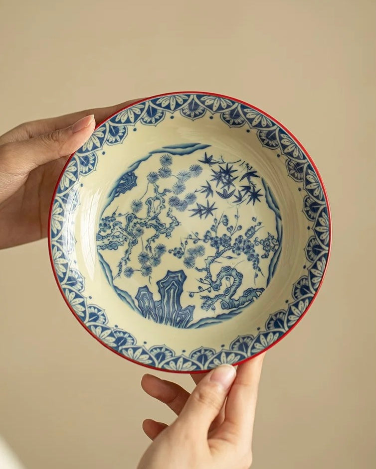 Palace Wall Red "Three Friends of Winter" Sancai Gaiwan