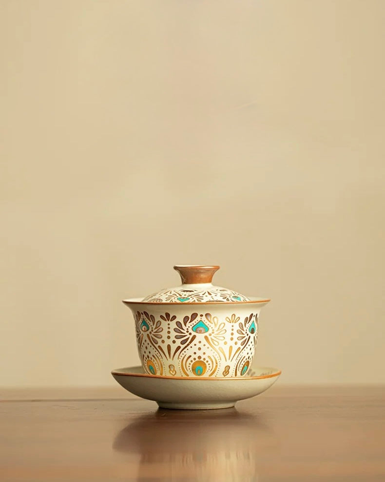 Ru Ware "Dunhuang Phoenix Feather" Sancai Gaiwan