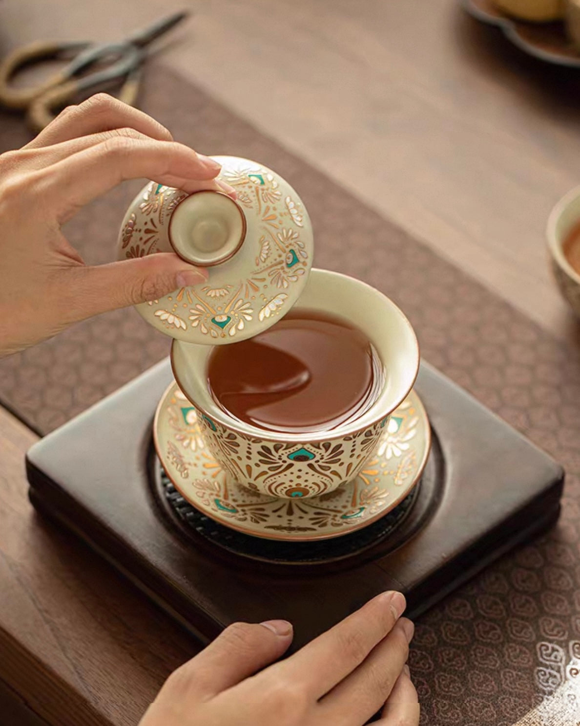 Ru Ware "Dunhuang Phoenix Feather" Sancai Gaiwan