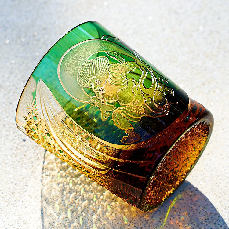 Edo Kiriko Handcrafted Fujin Whisky Glass – A Tempest of Elegance in Crystal