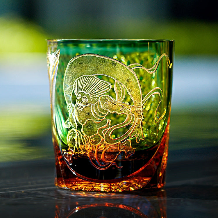 Edo Kiriko Handcrafted Fujin Whisky Glass – A Tempest of Elegance in Crystal