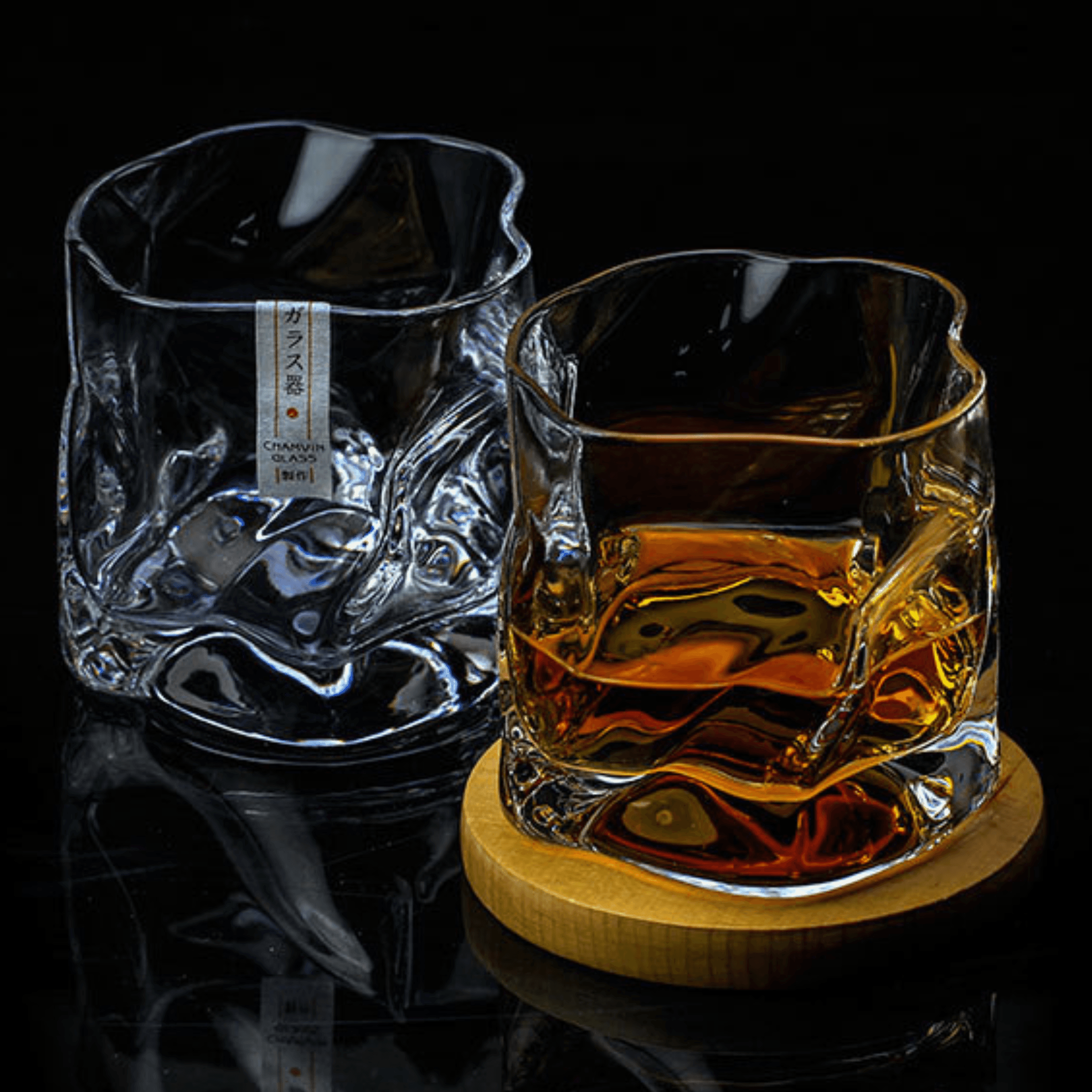 Handcrafted Edo Kiriko "Crumple Body" Whisky Glass - Authentic Japanese Artistry