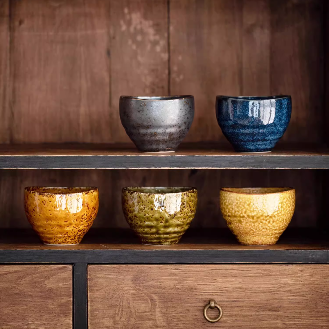 Mino Ware "Autumn Harmony" Tea Cup Set of Five – A Celebration of Seasonal Beauty