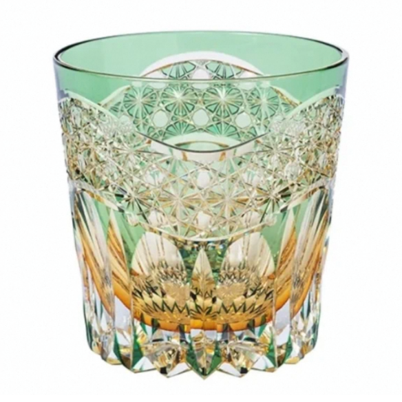 Exquisite Handmade Edo Kiriko Emerald Dawn Crystal Tumbler