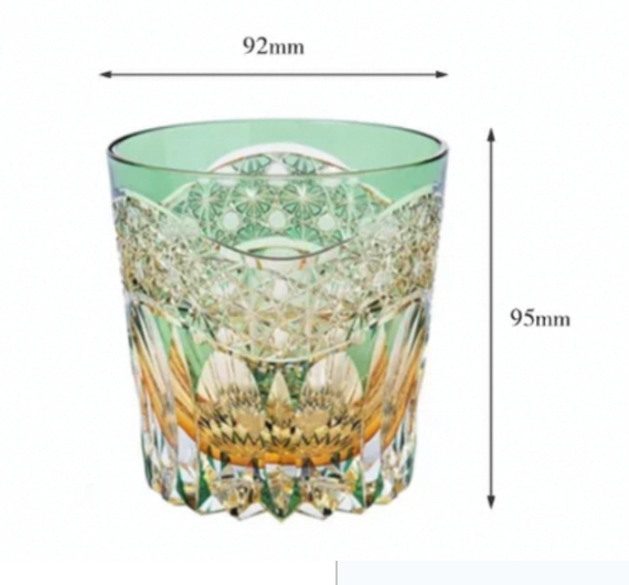 Exquisite Handmade Edo Kiriko Emerald Dawn Crystal Tumbler