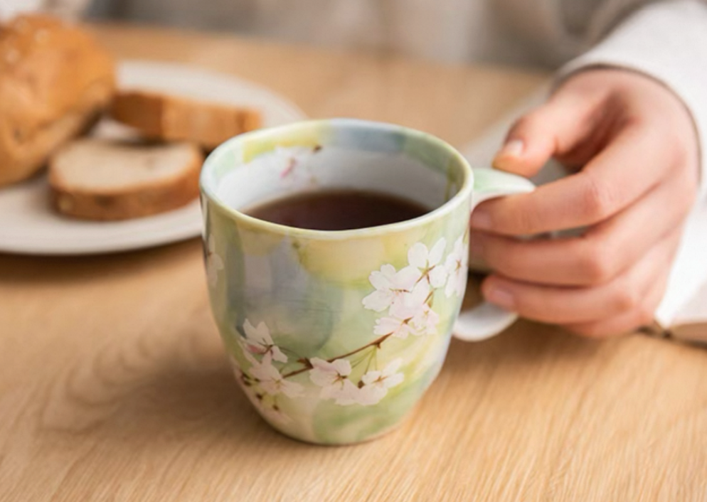 Authentic Mino Ware Cherry Blossom Coffee/Tea Mug, Handmade