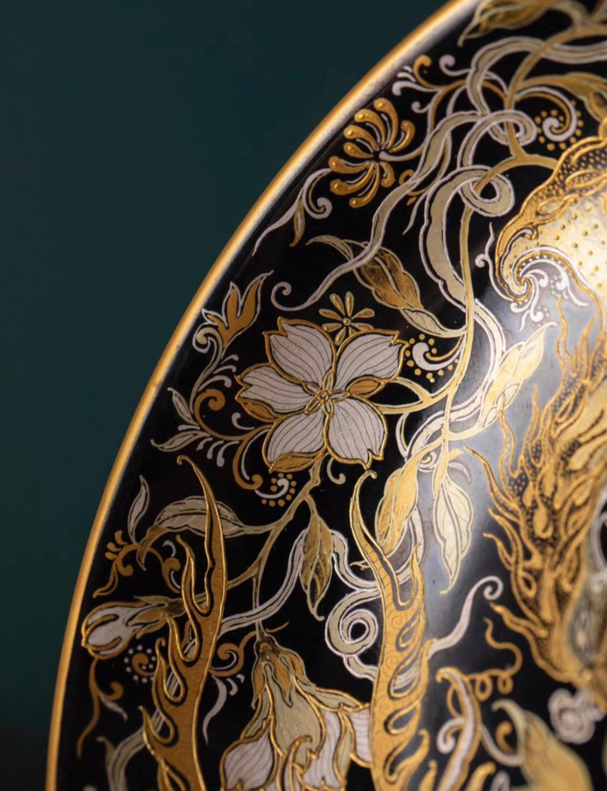 [Heirloom Collections] Imperial Artistry: "Dancing Phoenix & Flying Dragon" Teapot Stand – Tang Dynasty Inspired Falangcai with Gold & Silver from Jingdezhen