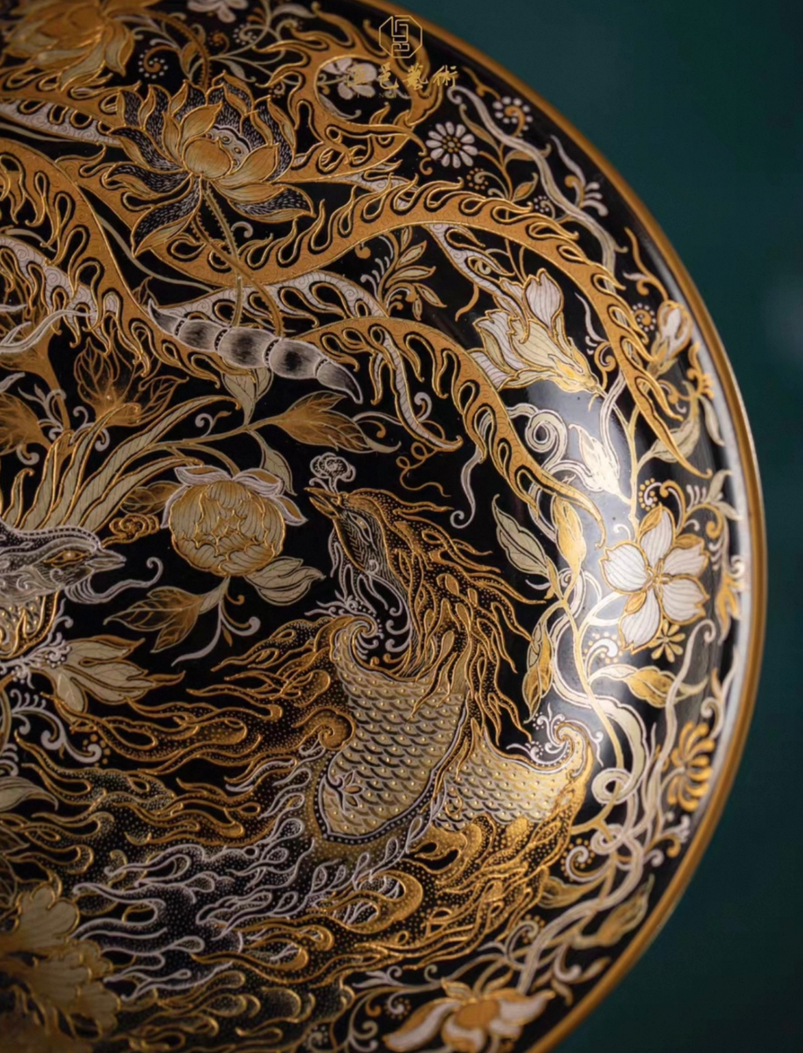 [Heirloom Collections] Imperial Artistry: "Dancing Phoenix & Flying Dragon" Teapot Stand – Tang Dynasty Inspired Falangcai with Gold & Silver from Jingdezhen