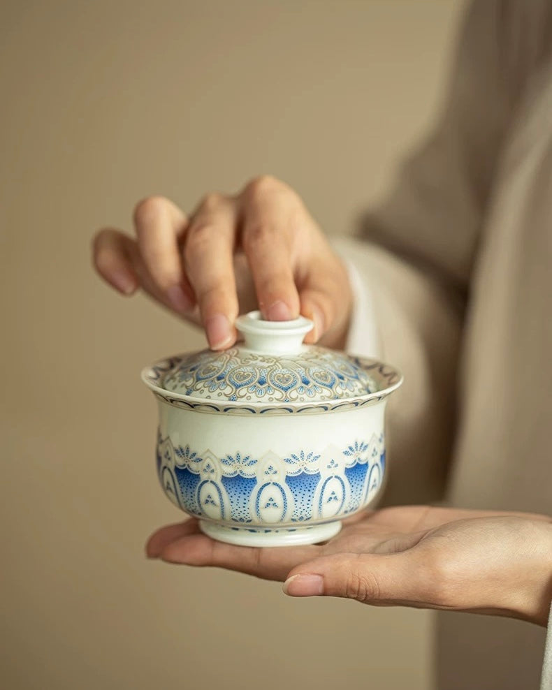 "Silver Moon" Lotus Treasure Sancai Gaiwan