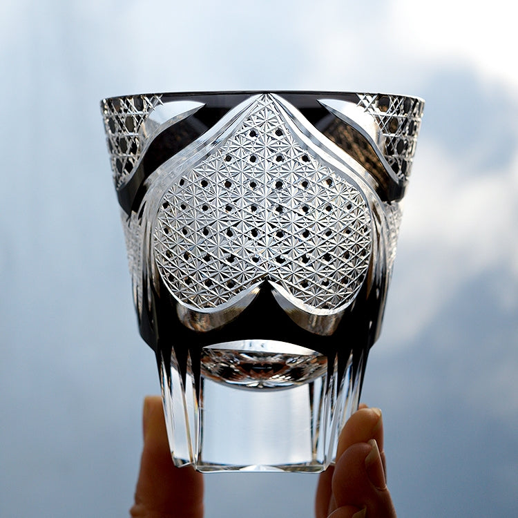 Edo Kiriko Handcrafted Spade Serenity Whisky Glass – A Symbol of Peace in Crystal