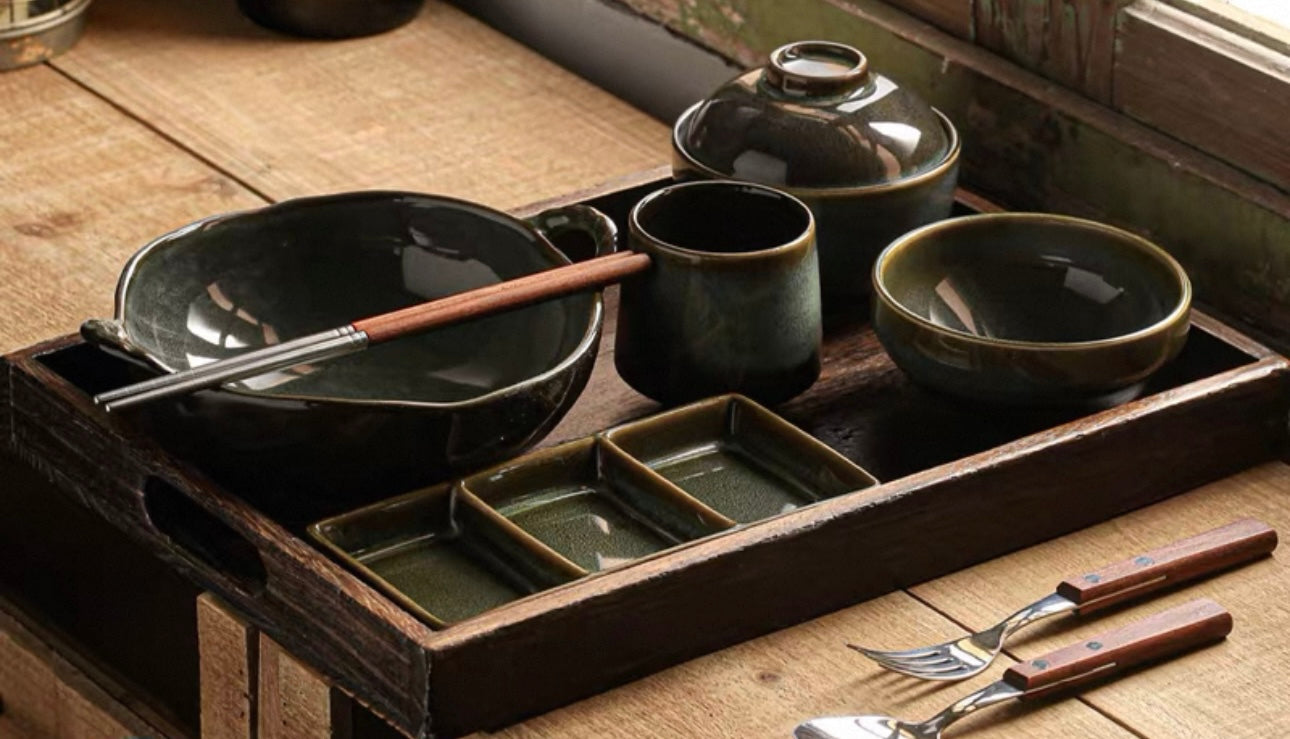 9-Piece Japanese Handmade Ramen Tableware Set