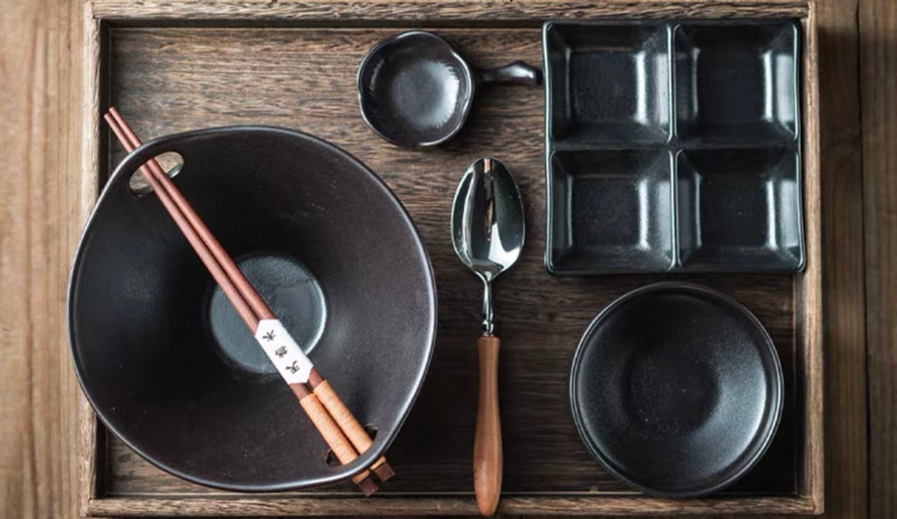 7-Piece Japanese Handmade Ramen Bowl Set
