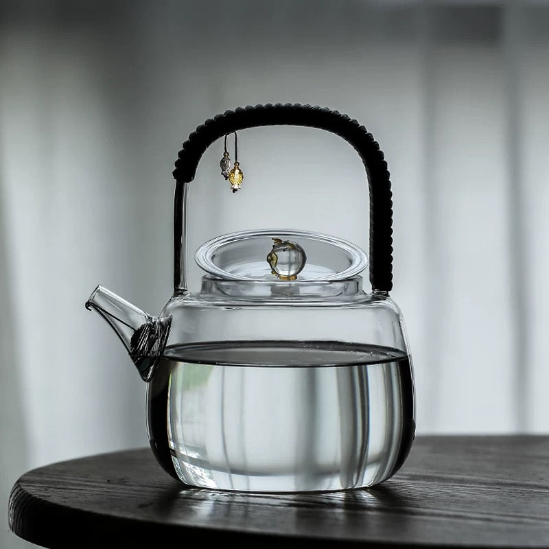 High-Borosilicate Glass Teapot with Lifting Beam Handle - Thumbnail 5