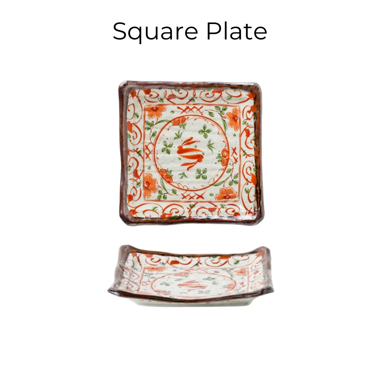 Mino-yaki Akai Rabbit Motif Large Platter - Thumbnail 3