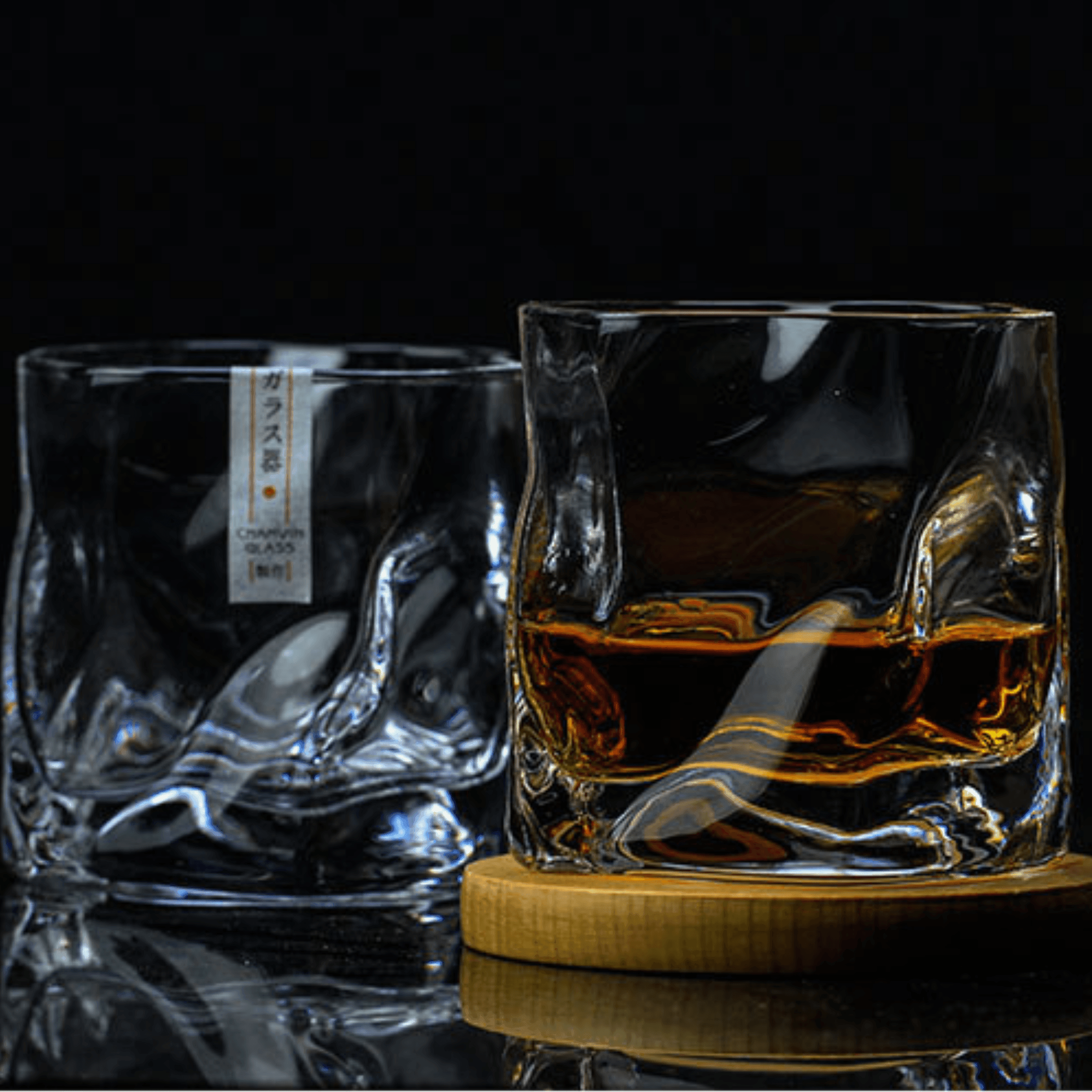 Handcrafted Edo Kiriko "Crumple Body" Whisky Glass - Authentic Japanese Artistry