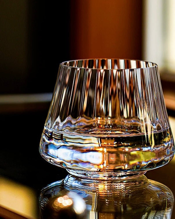 Ultra-Thin Ribbed Glass Whiskey Tumblers - Thumbnail 4