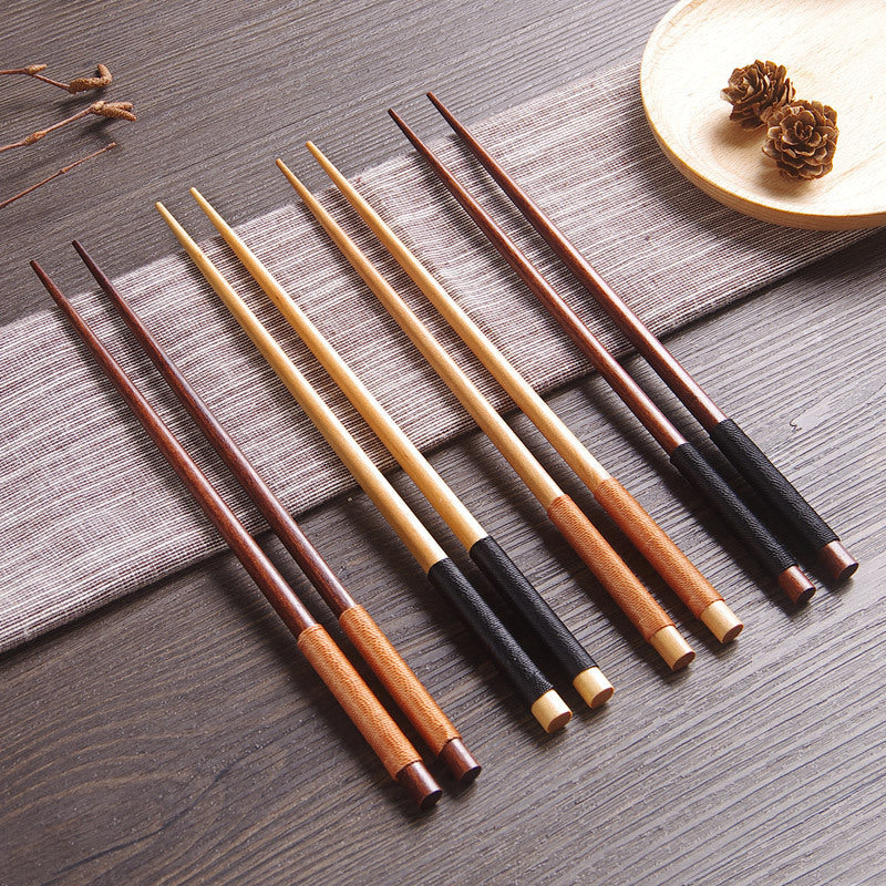 Japanese Handcrafted Wooden Chopsticks with Decorative Thread - Set of 5