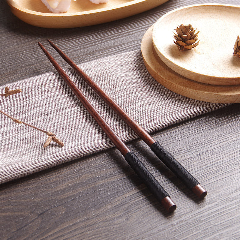 Japanese Handcrafted Wooden Chopsticks with Decorative Thread - Set of 5