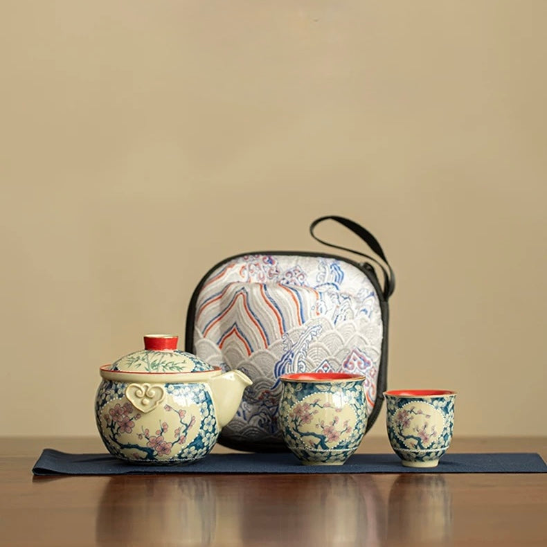 Imperial Red "Ruyi" Travel Tea Set
