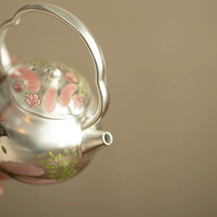 Silver-Inlaid Butterfly & Floral Beam Handle Tea Set - Thumbnail 2