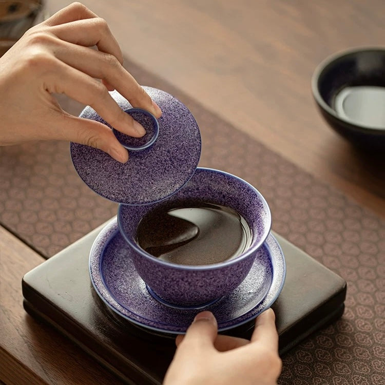 Lapis Lazuli Gemstone Porcelain Hover Gaiwan - Thumbnail 5