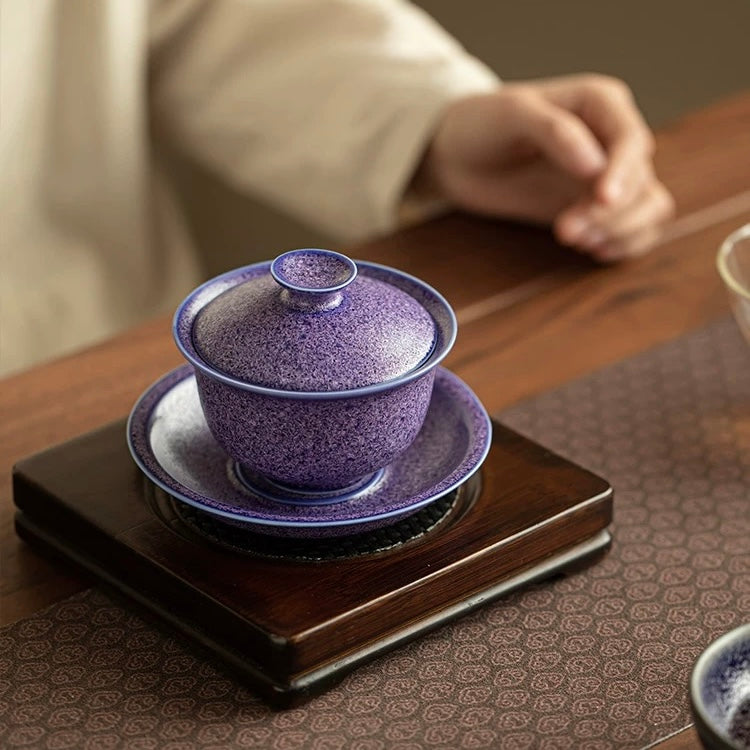 Lapis Lazuli Gemstone Porcelain "Hover" Gaiwan | 170ml Luxury Brewing Bowl