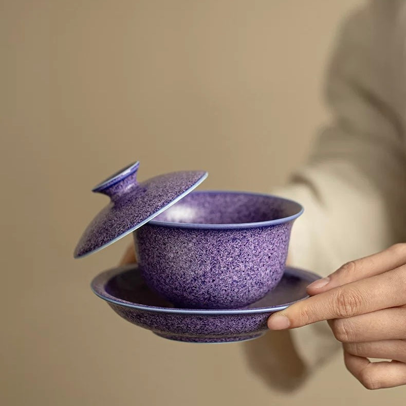 Lapis Lazuli Gemstone Porcelain "Hover" Gaiwan | 170ml Luxury Brewing Bowl