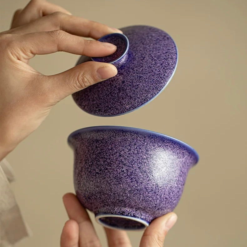 Lapis Lazuli Gemstone Porcelain "Hover" Gaiwan | 170ml Luxury Brewing Bowl