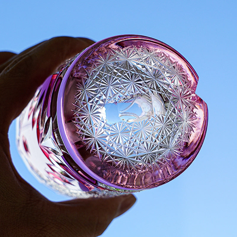 Edo Kiriko Handcrafted "Ruby Nocturne" Whisky Glass – A Deep Fire in the Night Crystal