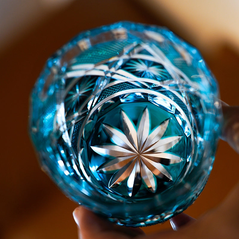 Edo Kiriko Handcrafted Kiku Suji Whisky Glass – A Radiant Stream of Imperial Elegance in Crystal