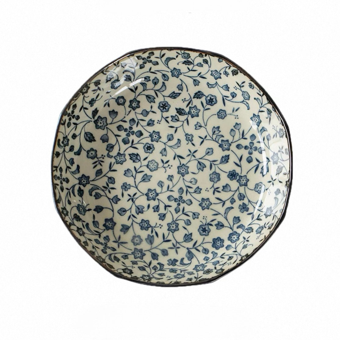 Japanese Mino-Ware "Ko-Sometsuke Karakusa" Deep Plate | Artisan Underglaze Tableware