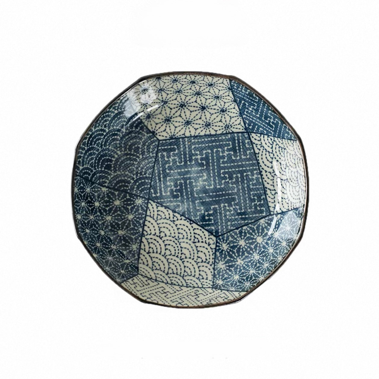 Japanese Mino-Ware "Ko-Sometsuke Karakusa" Deep Plate | Artisan Underglaze Tableware