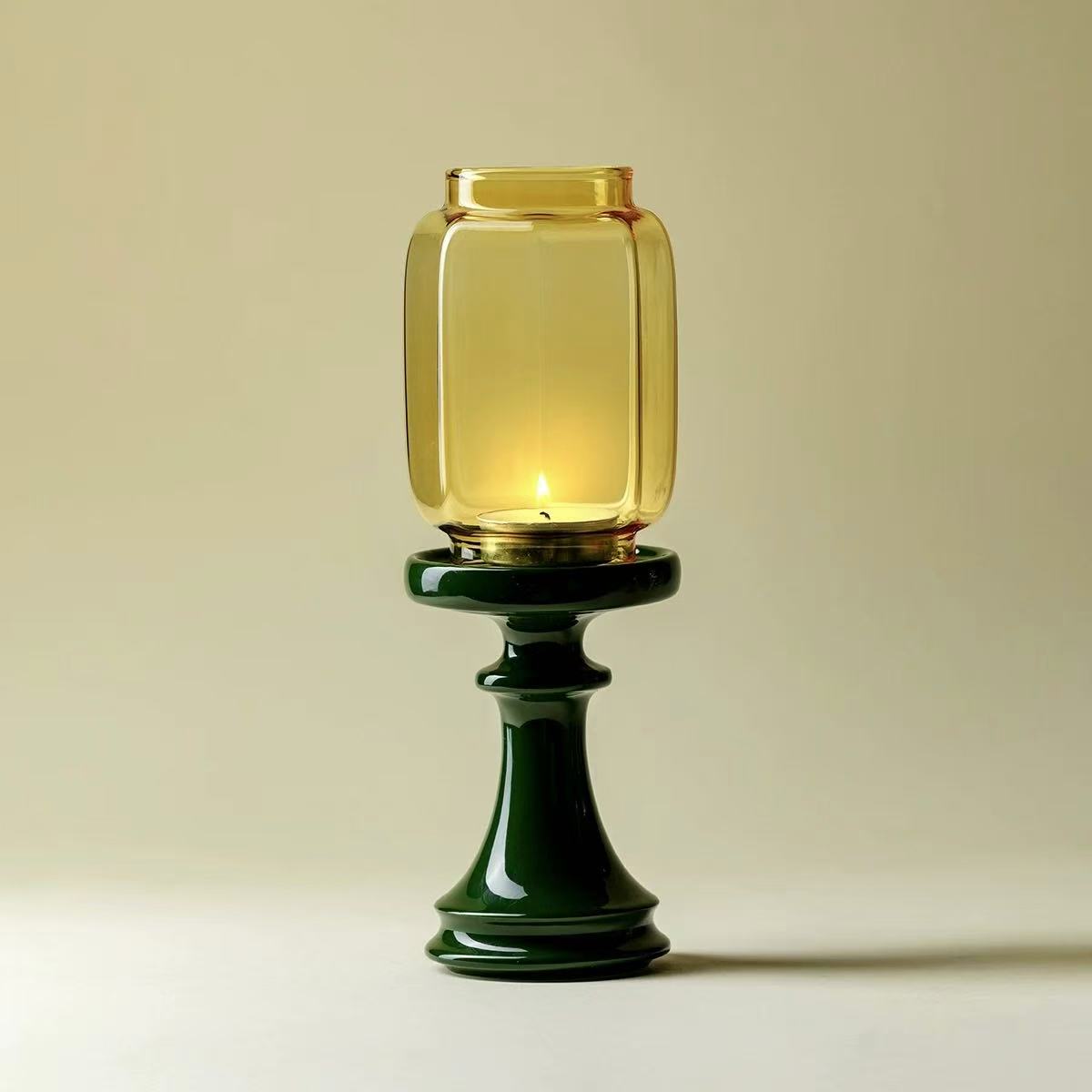 Zen-Style Glass Lantern Candle Holder | Tea Room Ambient Desktop Decor
