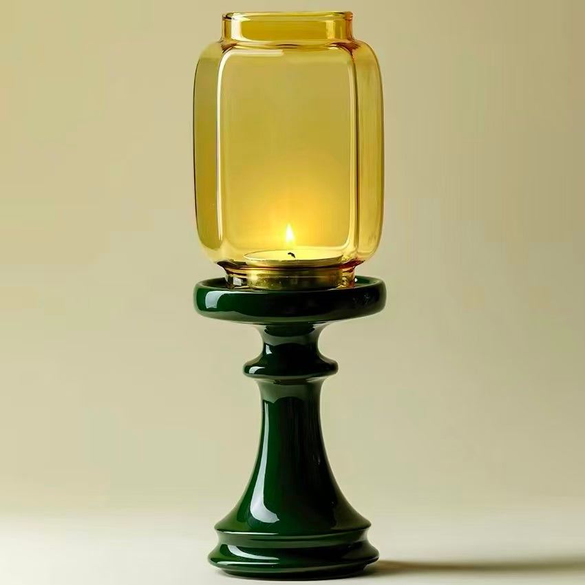 Zen-Style Glass Lantern Candle Holder | Tea Room Ambient Desktop Decor