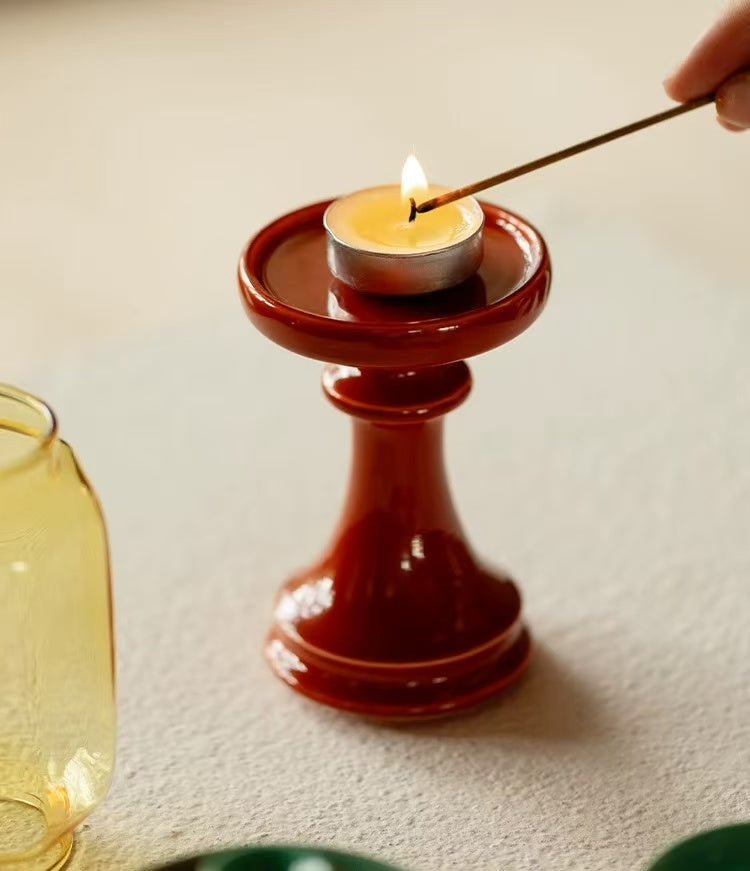 Zen-Style Glass Lantern Candle Holder | Tea Room Ambient Desktop Decor