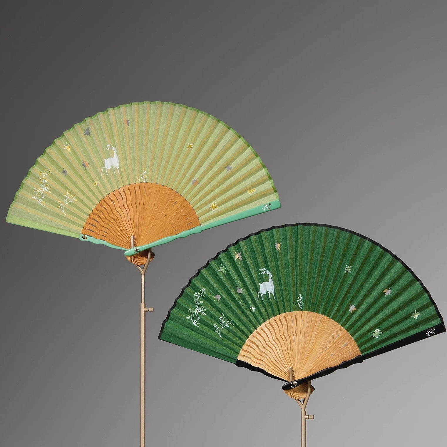 The Ethereal White Deer | Handcrafted Yunlong Paper-Backed Silk Folding Fan